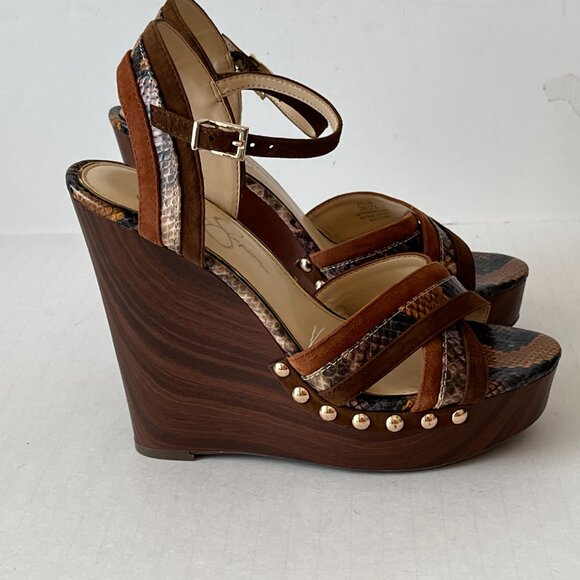 Jessica Simpson Tellira Multicolor Platform Wedge Heel Sandals Studs Size 7M - Picture 2 of 16
